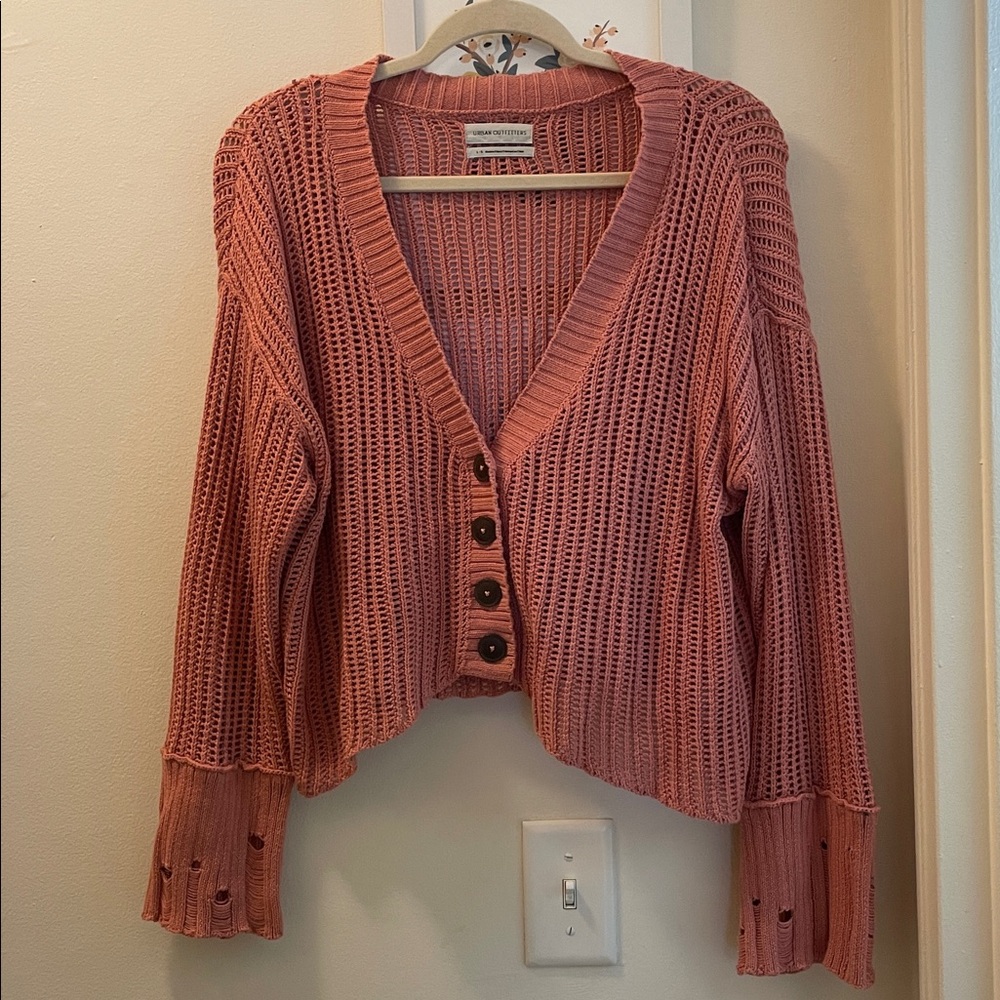 Urban Outfitters Pink Distressed Cardigan